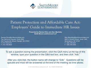 Patient Protection and Affordable Care Act: Employers’ Guide to Immediate HR Issues