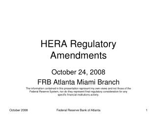 HERA Regulatory Amendments