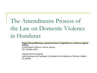 The Amendments Process of the Law on Domestic Violence in Honduras