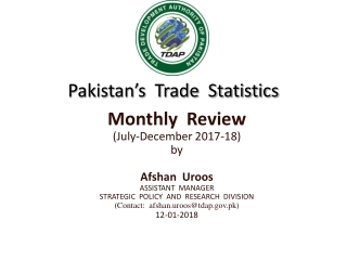 Pakistan’s Trade Statistics