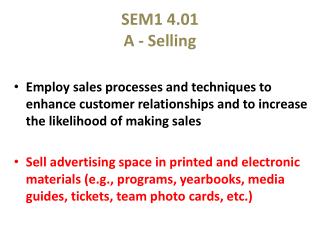 SEM1 4.01 A - Selling