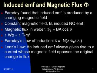 Induced emf and Magnetic Flux F