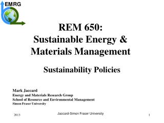 REM 650 : Sustainable Energy & Materials Management