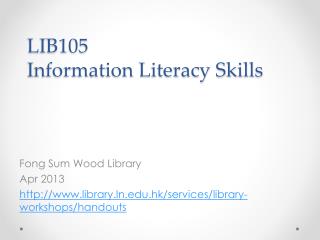 LIB105 Information Literacy Skills