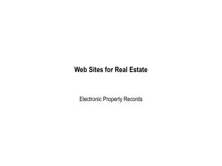 Web Sites for Real Estate