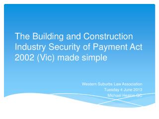 PPT - The Building and Construction Industry Security of ...