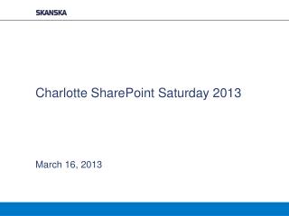 Charlotte SharePoint Saturday 2013