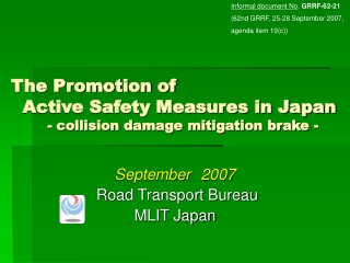 September 2007 Road Transport Bureau MLIT Japan