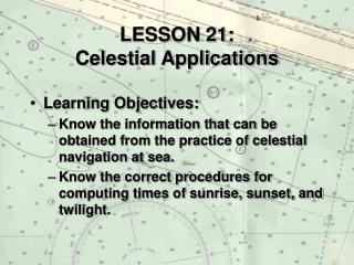 LESSON 21: Celestial Applications