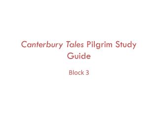 Canterbury Tales Pilgrim Study Guide