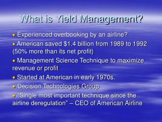 What is Yield Management?