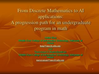 From Discrete Mathematics to AI applications: A progression path for an undergraduate program in math