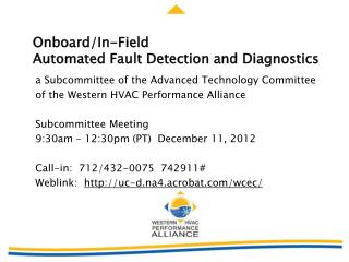 Onboard/In-Field Automated Fault Detection and Diagnostics