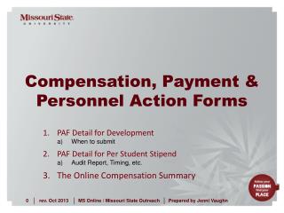 Compensation, Payment & Personnel Action Forms