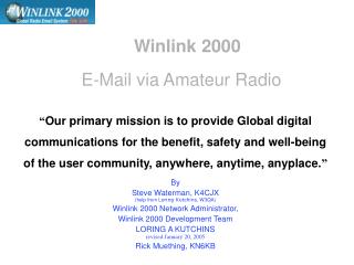Winlink 2000 E-Mail via Amateur Radio