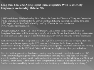 long-term care and aging expert shares expertise with seattl