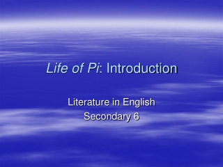 Life of Pi : Introduction