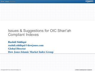 Issues & Suggestions for OIC Shari’ah Compliant Indexes