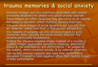 trauma memories & social anxiety
