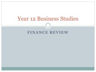 Year 12 Business Studies
