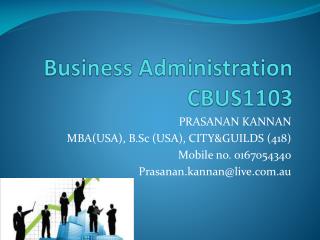 Business Administration CBUS1103