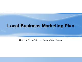 Local Business Marketing Plan