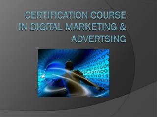 Certification course in Digital M a rketing & Advertsing