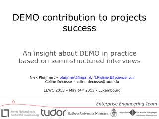 DEMO contribution to projects success
