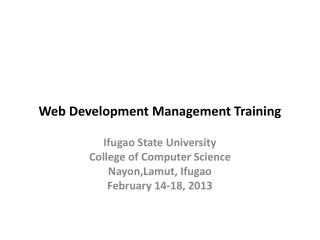 Web Development Management Training