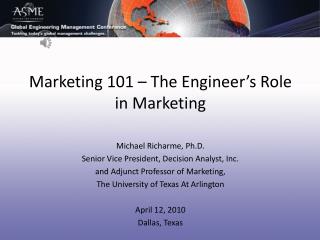 Marketing 101 – The Engineer’s Role in Marketing