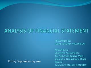 ANALYSIS OF FINANCIAL STATEMENT