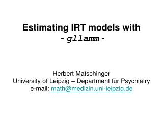 Estimating IRT models with - gllamm -