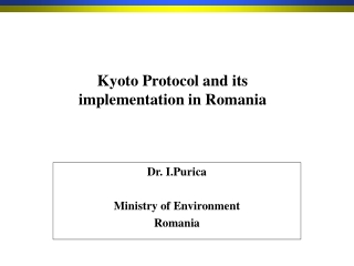 Dr. I.Purica Ministry of Environment Romania