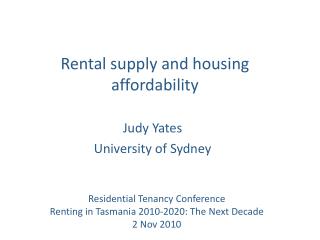 Rental supply and housing affordability
