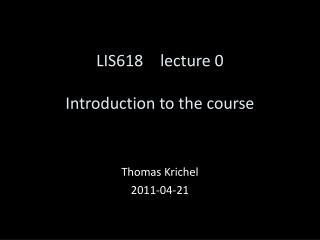 LIS6 18 lecture 0 Introduction to the course