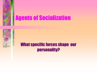 Agents of Socialization