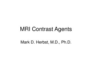 MRI Contrast Agents