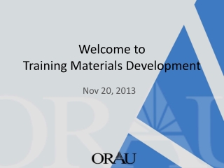 Welcome to Training Materials Development