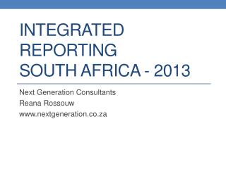 Integrated Reporting South Africa - 2013