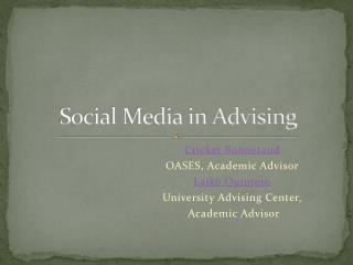 Social Media in Advising