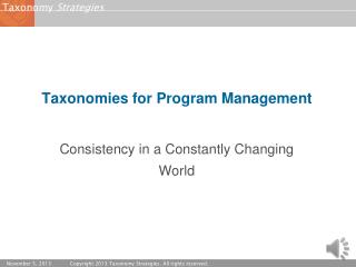 Taxonomies for Program Management