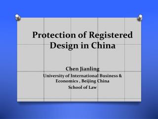 Protection of Registered Design in China