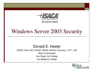 Windows Server 2003 Security