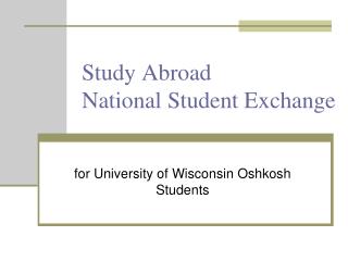 Study Abroad National Student Exchange