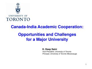 Canada-India Academic Cooperation: Opportunities and Challenges for a Major University