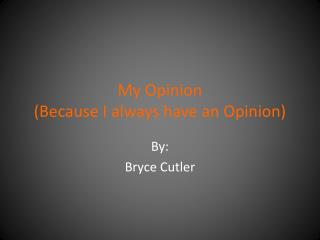 My Opinion (Because I always have an Opinion)