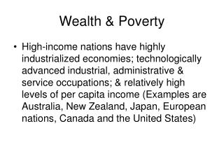 Wealth & Poverty