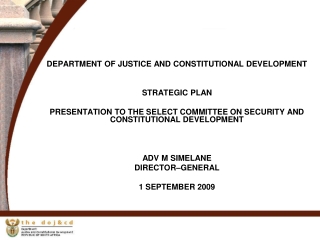 DEPARTMENT OF JUSTICE AND CONSTITUTIONAL DEVELOPMENT STRATEGIC PLAN