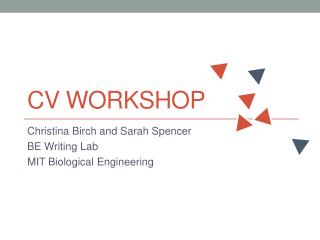 CV Workshop