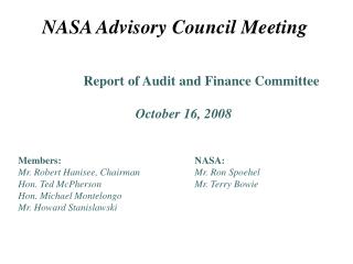 NASA Advisory Council Meeting